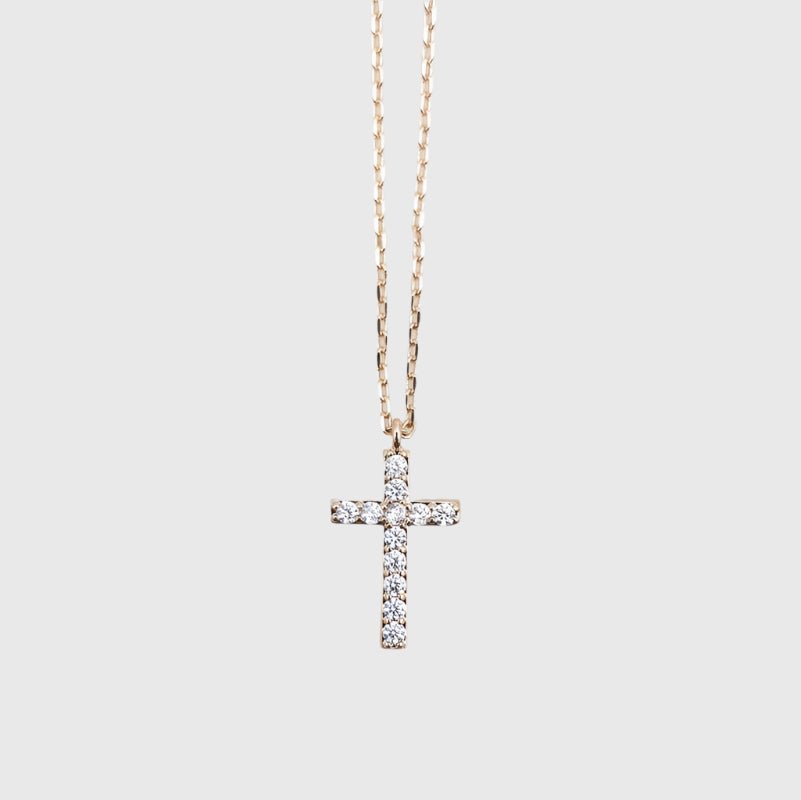 CZ Cross Necklace Rose Gold - Pure Apotheca