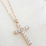 CZ Cross Necklace Rose Gold - Pure Apotheca