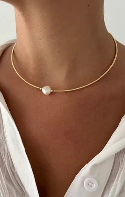 Dakota Pearl Gold Coil Necklace - Pure Apotheca