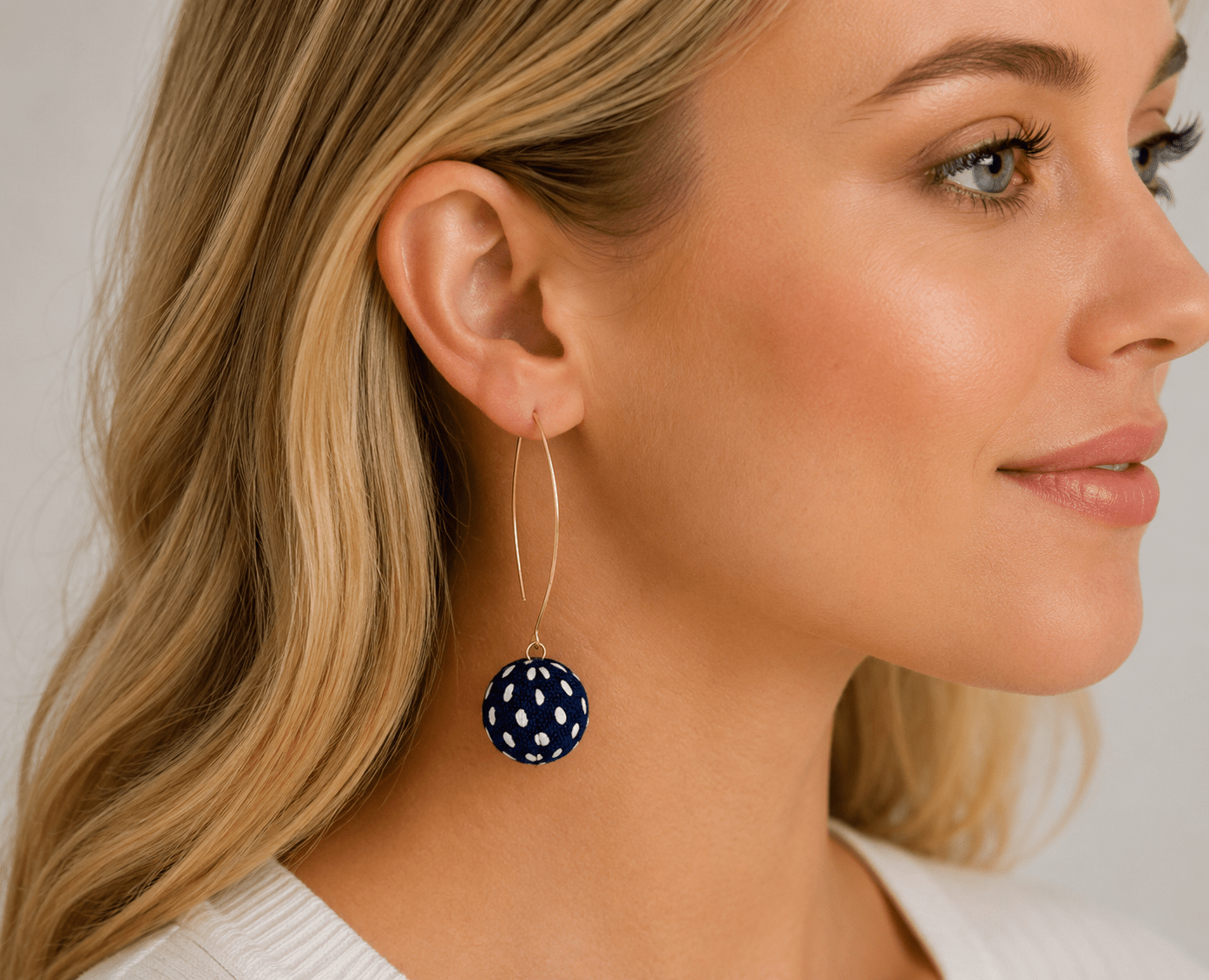 Dalmatia Spotted Navy Blue Earrings - Pure Apotheca