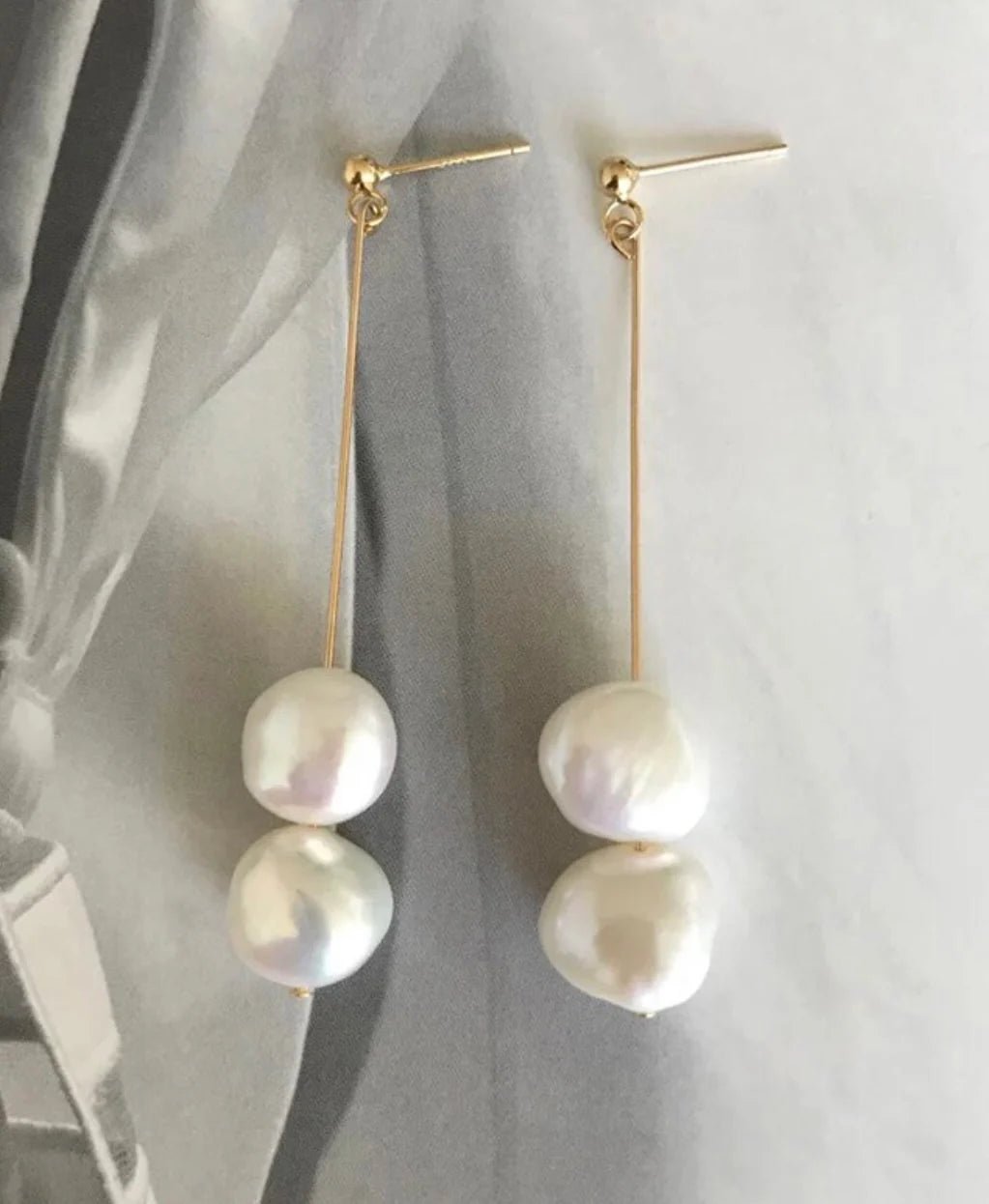 Danibelle Double Pearl Wire Drop Earring - Pure Apotheca