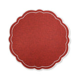 CLAUDIA RED/WHITE SCALLOPED ROUND PLACEMAT D33CM