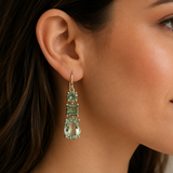 Sage Crystal Triple Drop Earrings