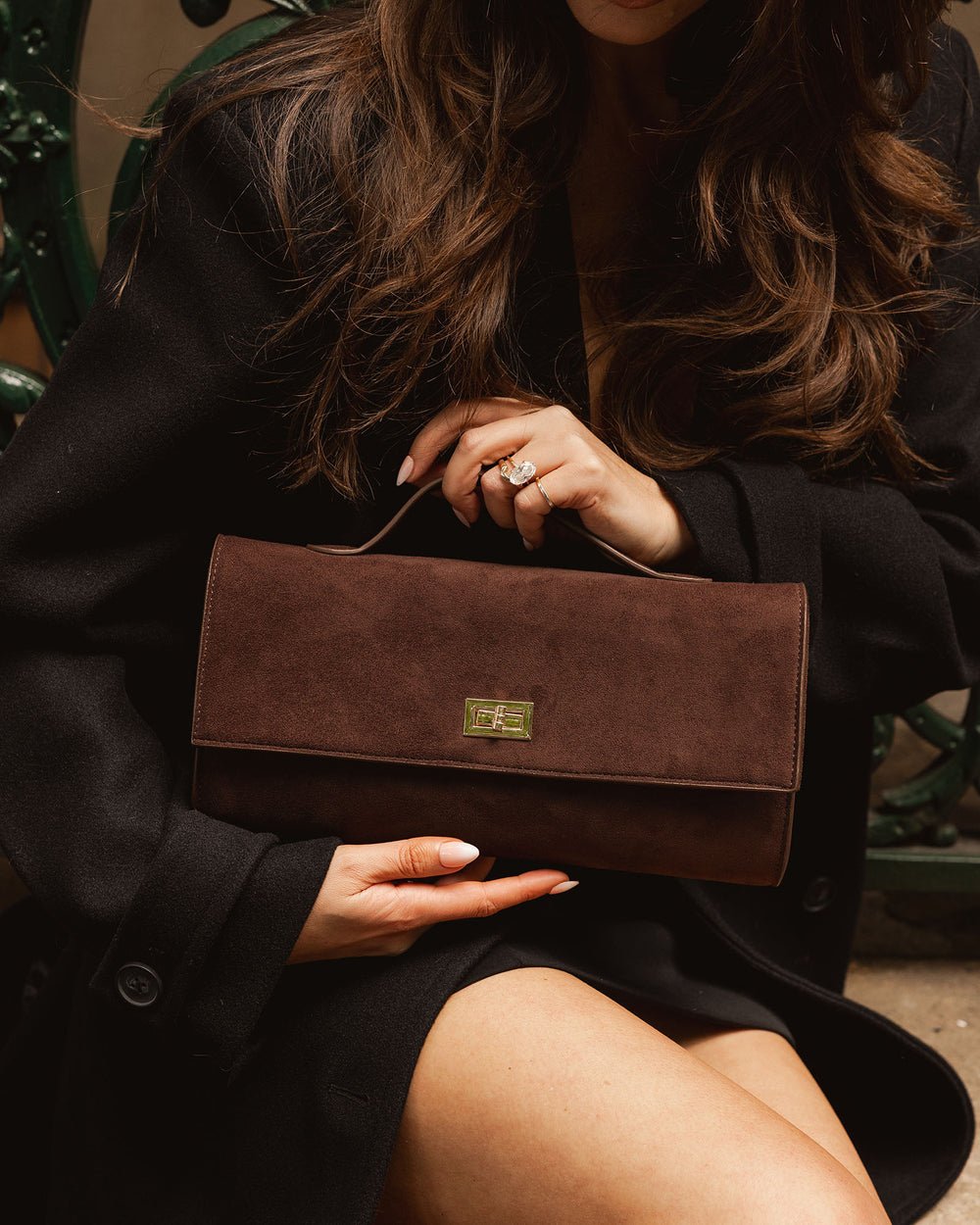 Delaney Clutch Suedette Chocolate - Pure Apotheca