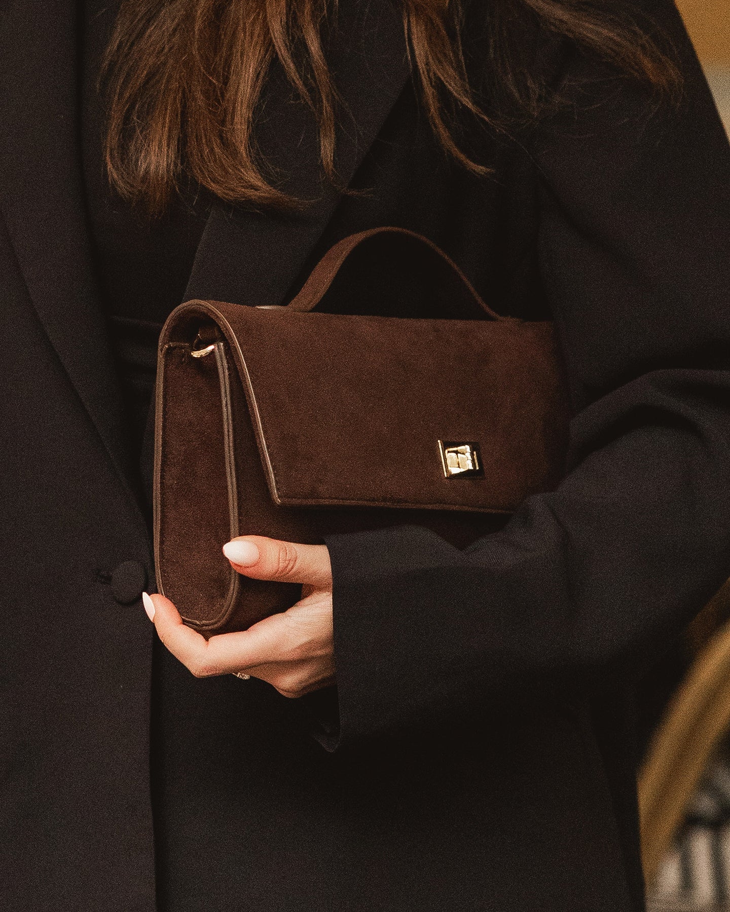 Delaney Clutch Suedette Chocolate - Pure Apotheca