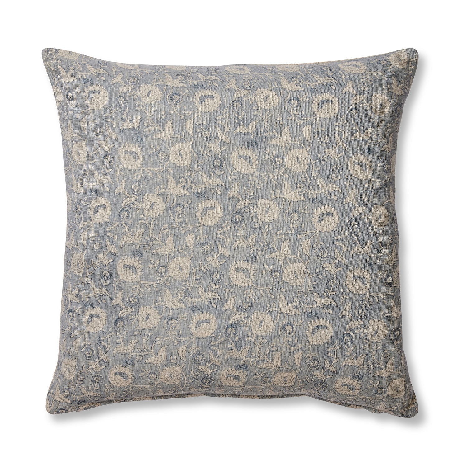 DELILAH FLORAL BLOCK PRINT BLUE CUSHION 50CM - Pure Apotheca