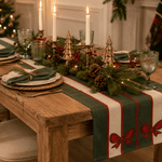 Deluxe Red Bow Striped Table Runner 180x33cm - Pure Apotheca