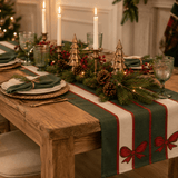 Deluxe Red Bow Striped Table Runner 180x33cm - Pure Apotheca
