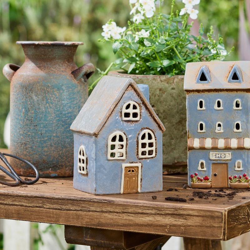 Devon Tealight Cottage Arch Window Cornflour Blue - Pure Apotheca