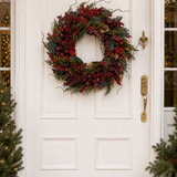 50cm Glittered Red Berry Magnolia Leaf Wreath