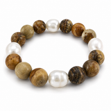 Jasper Beaded Pearl Bracelet