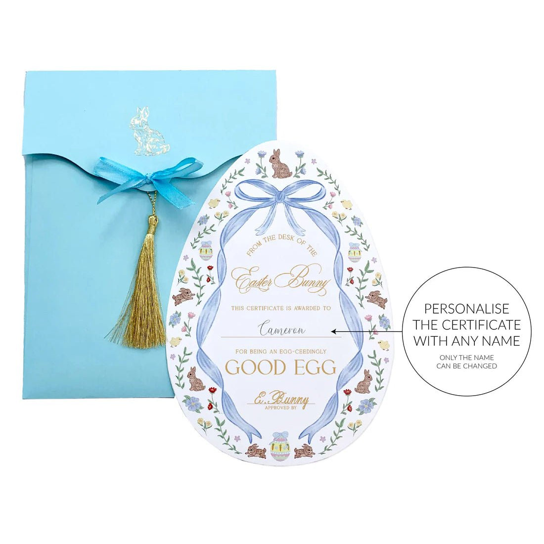 Easter Bunny Good Egg Certificate and Envelope Blue - Pure Apotheca