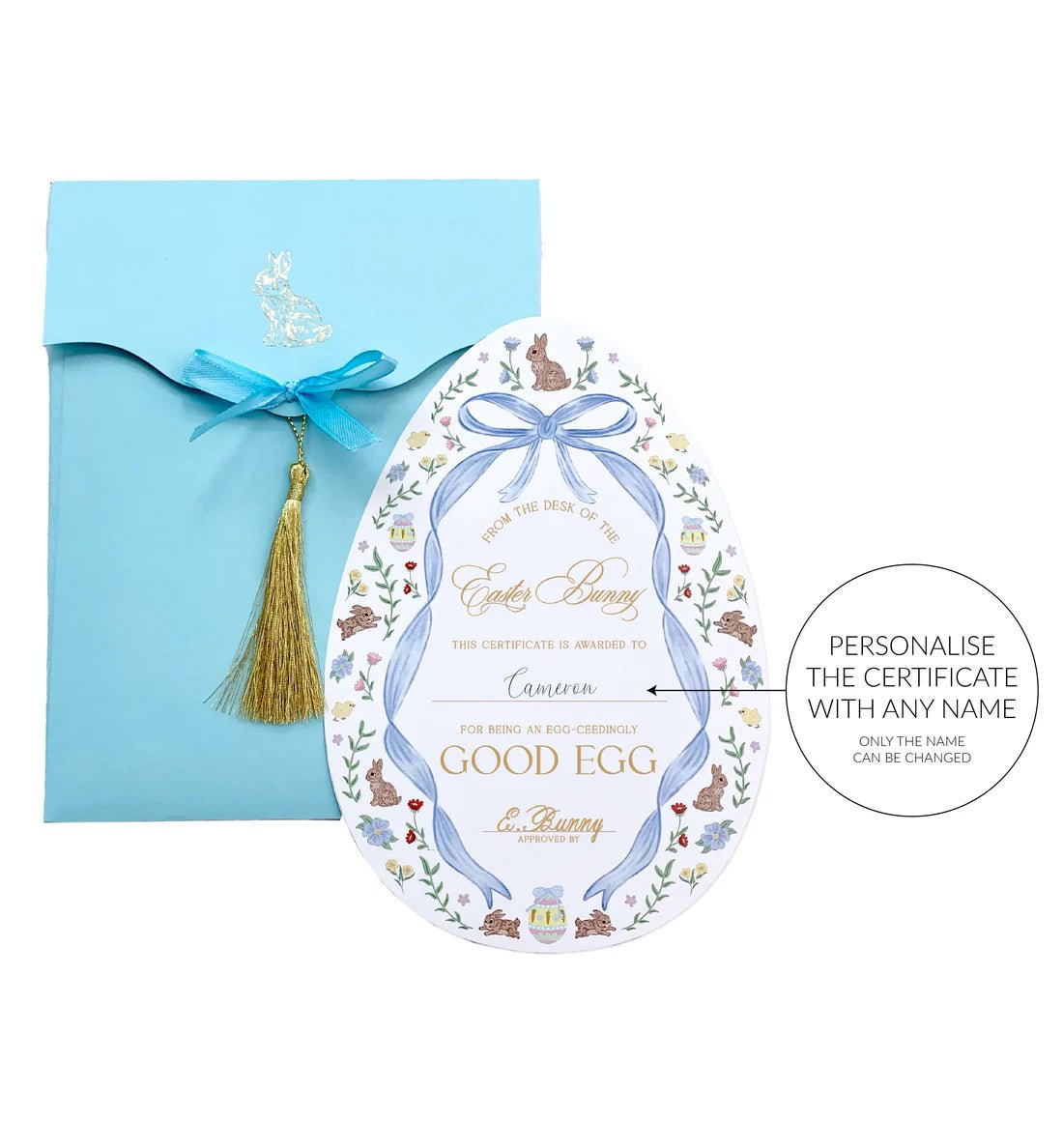 Easter Bunny Good Egg Certificate and Envelope Blue - Pure Apotheca