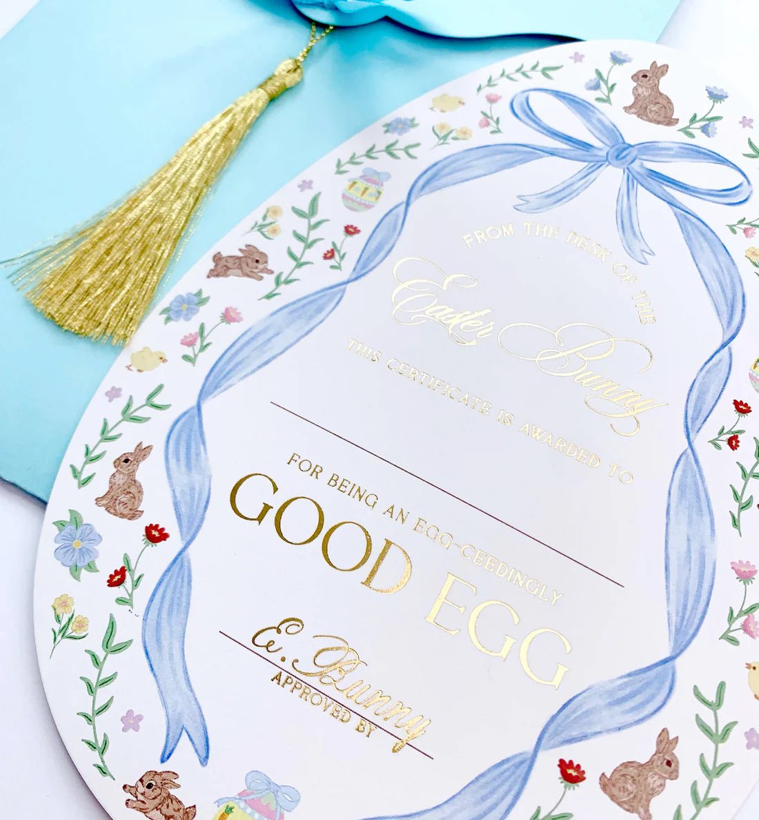 Easter Bunny Good Egg Certificate and Envelope Blue - Pure Apotheca