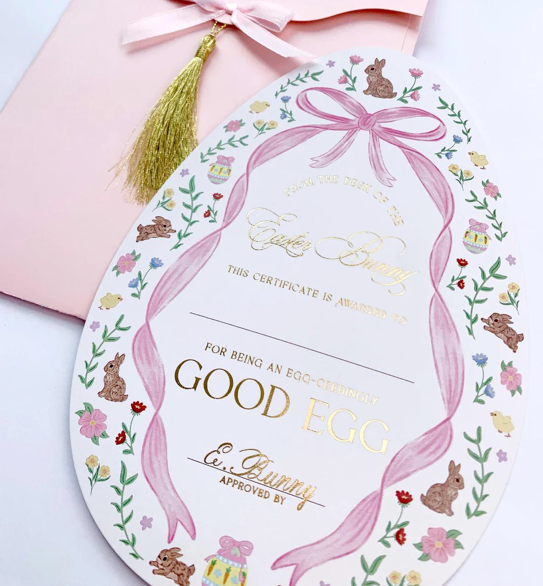 Easter Bunny Good Egg Certificate and Envelope Pink - Pure Apotheca