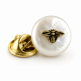 Bee Coin Pearl Brooch