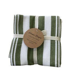 Eleanor Green Stripe Teatowel 3pk - Pure Apotheca