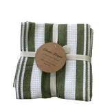 Eleanor Green Stripe Teatowel 3pk - Pure Apotheca