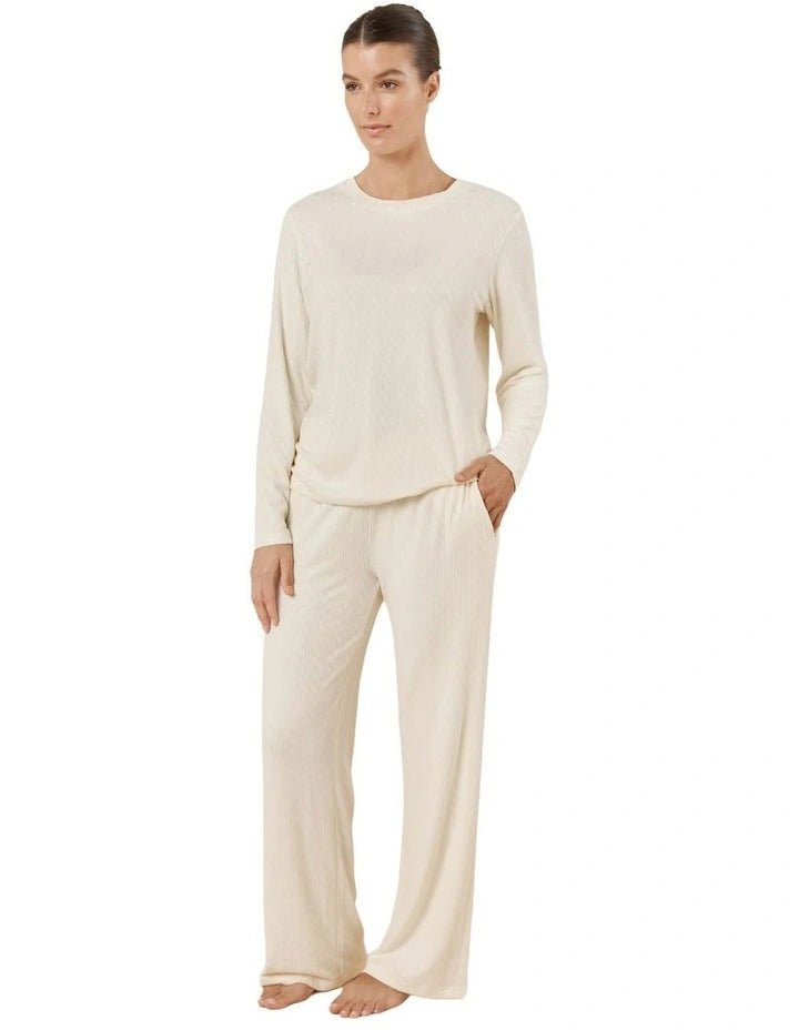 Ellie Lightweight Velour Cable Knit Set Ivory - Pure Apotheca