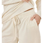 Ellie Lightweight Velour Cable Knit Set Ivory - Pure Apotheca