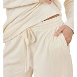 Ellie Lightweight Velour Cable Knit Set Ivory - Pure Apotheca