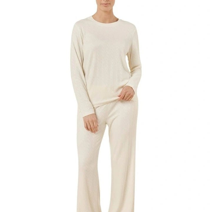 Ellie Lightweight Velour Cable Knit Set Ivory - Pure Apotheca