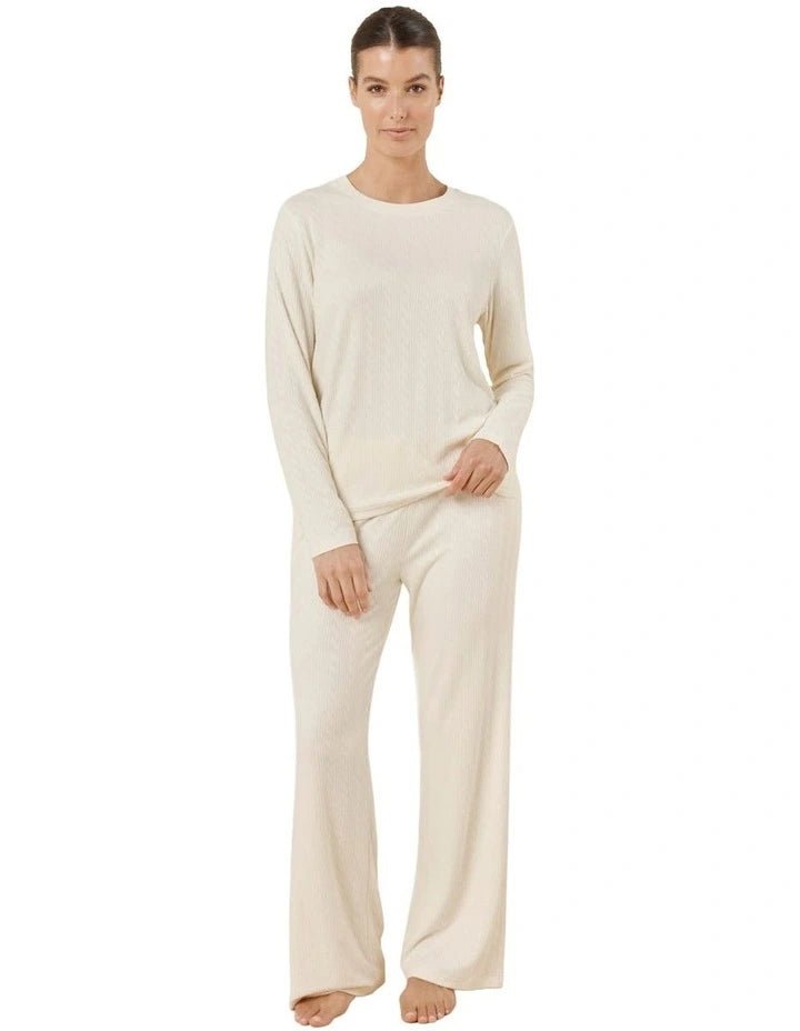 Ellie Lightweight Velour Cable Knit Set Ivory - Pure Apotheca