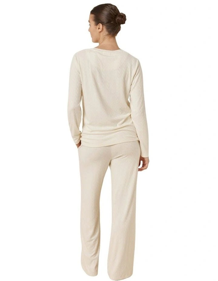 Ellie Lightweight Velour Cable Knit Set Ivory - Pure Apotheca