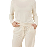 Ellie Lightweight Velour Cable Knit Set Ivory - Pure Apotheca