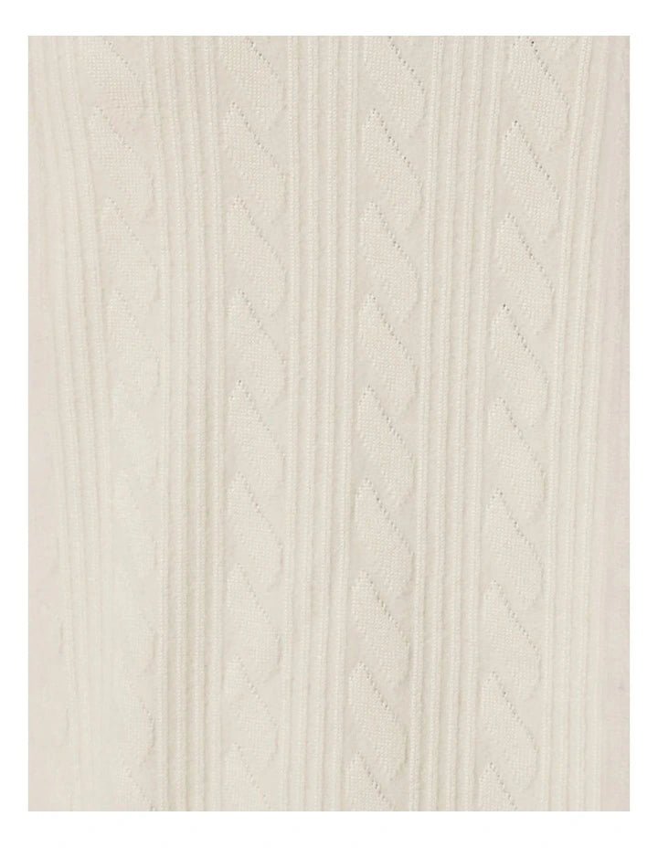 Ellie Lightweight Velour Cable Knit Set Ivory - Pure Apotheca