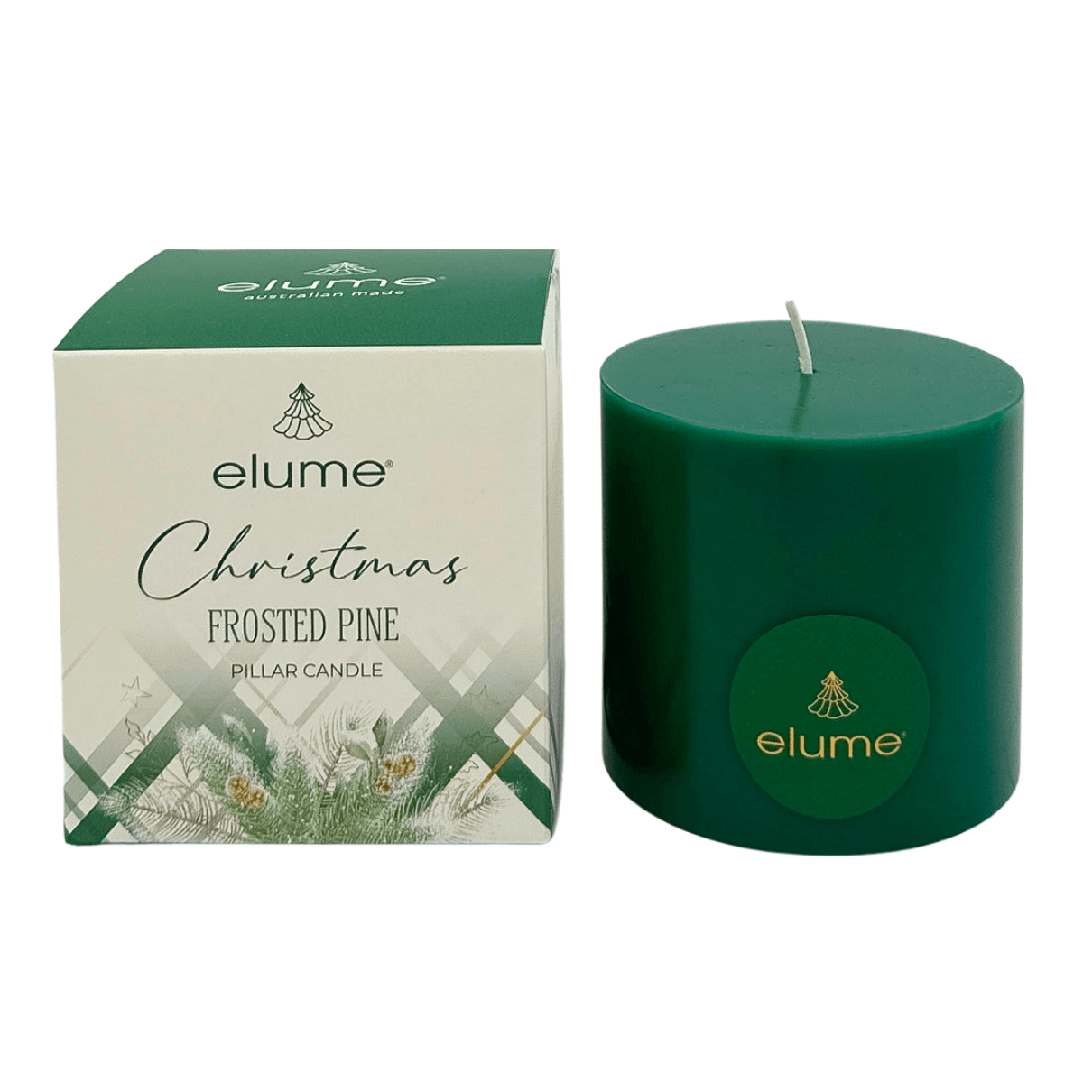 Elume Christmas Frosted Pine Pillar Candle 3x3” - Pure Apotheca
