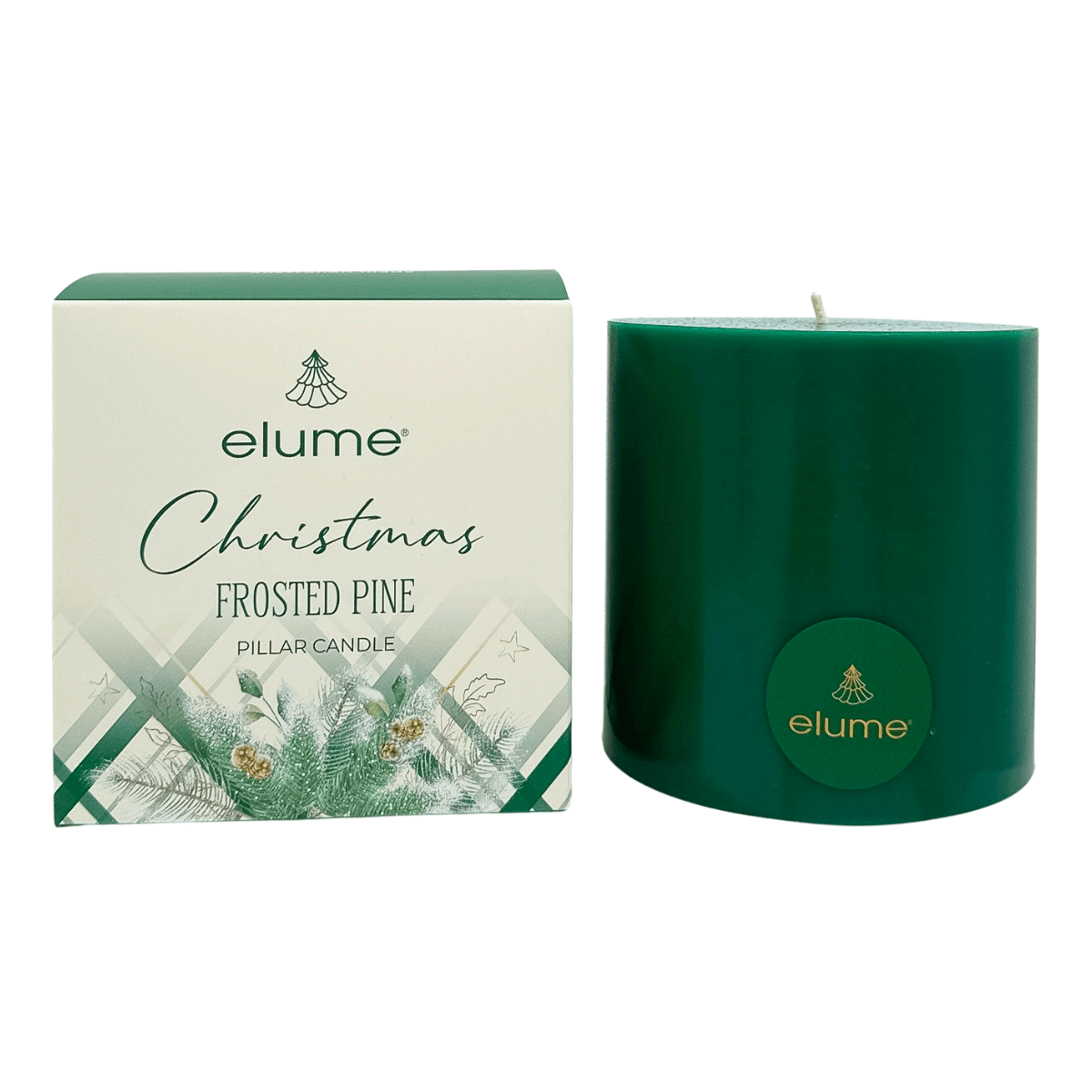 Elume Christmas Frosted Pine Pillar Candle 4x4” - Pure Apotheca