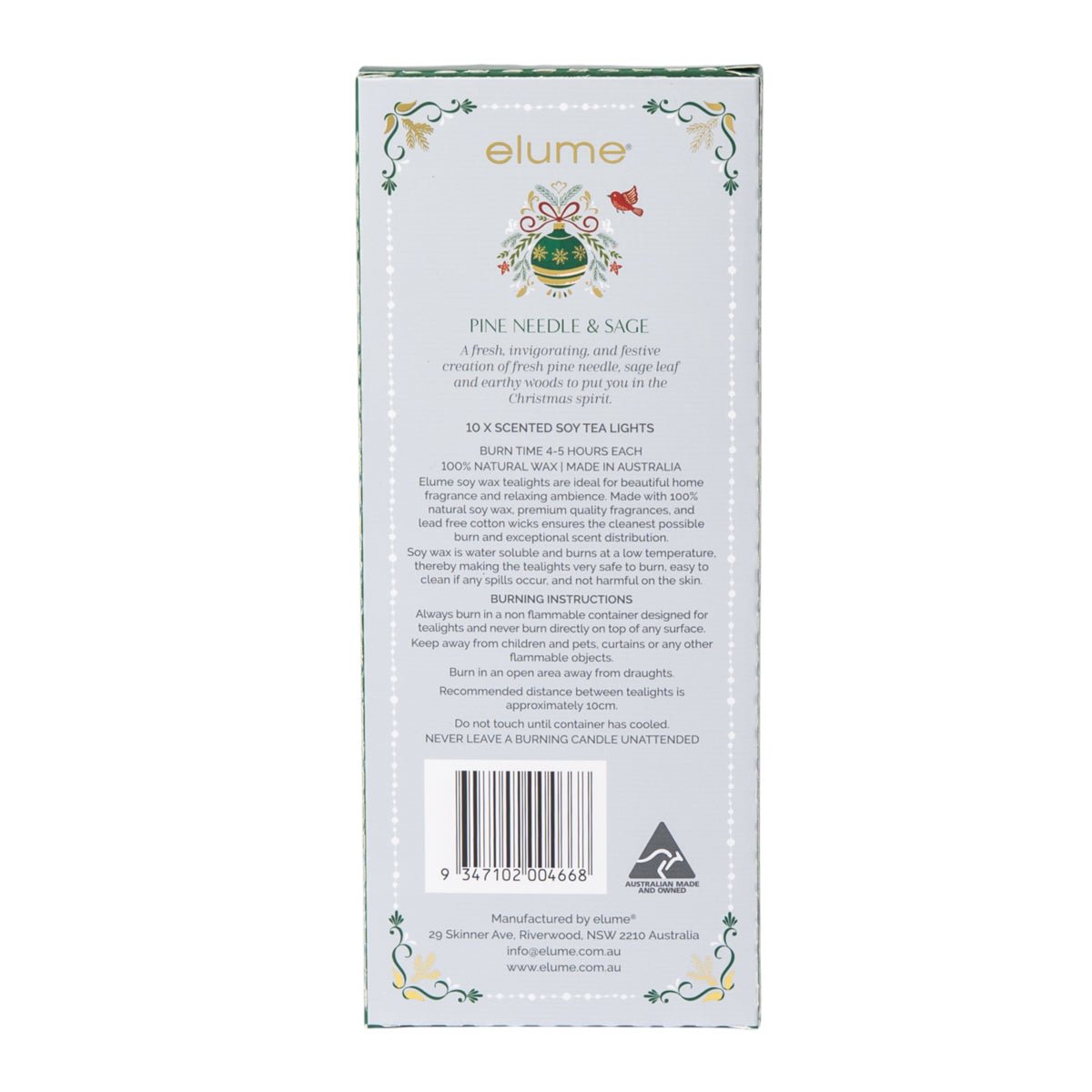 Elume Christmas Pine Needle & Sage Tealights 10pk - Pure Apotheca