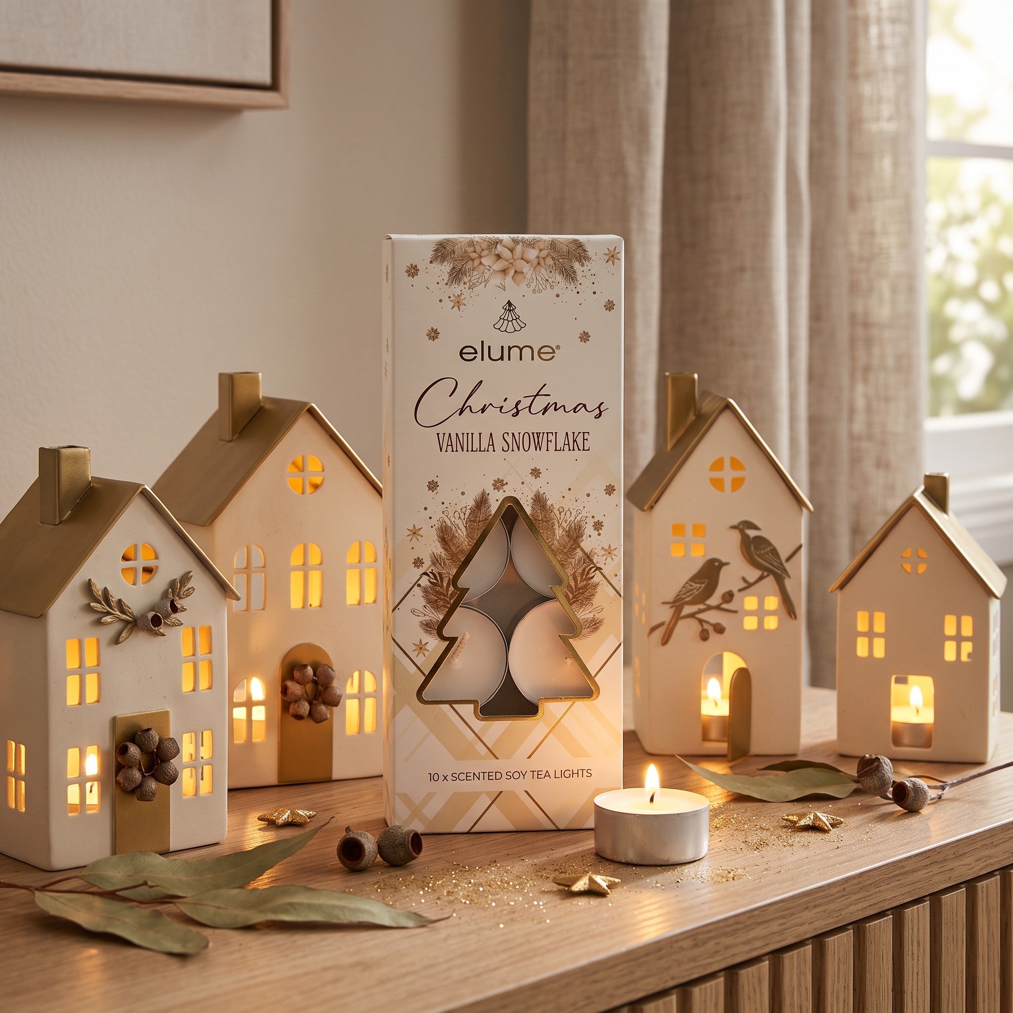 Elume Christmas Tealights Vanilla Snowflake 10pk - Pure Apotheca