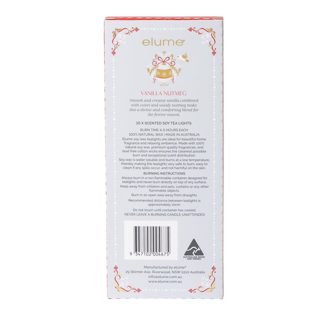 Elume Christmas Vanilla Nutmeg Tealights 10pk - Pure Apotheca