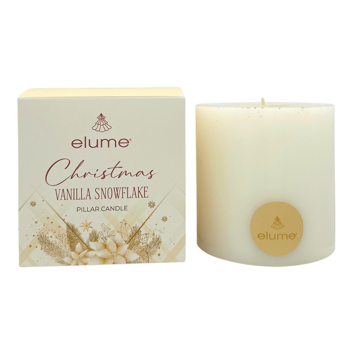 Elume Christmas Vanilla Snowflake Pillar Candle 4x4” - Pure Apotheca