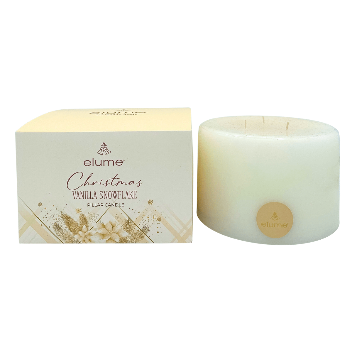 Elume Christmas Vanilla Snowflake Pillar Candle 6x4” - Pure Apotheca