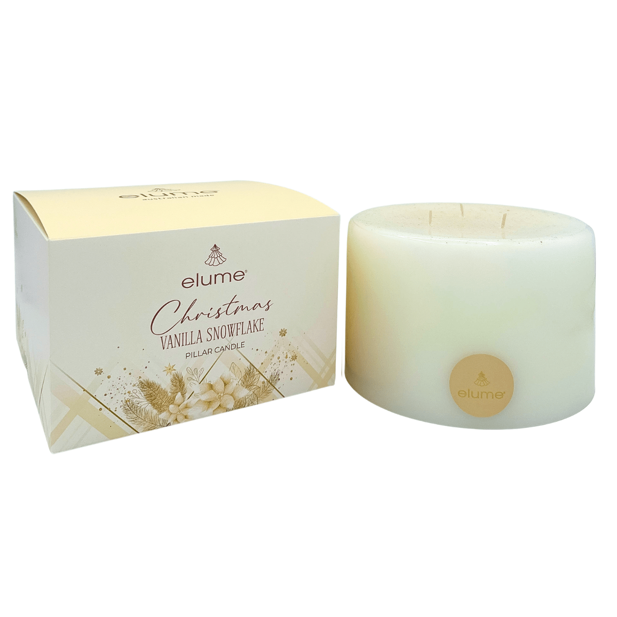 Elume Christmas Vanilla Snowflake Pillar Candle 6x4” - Pure Apotheca