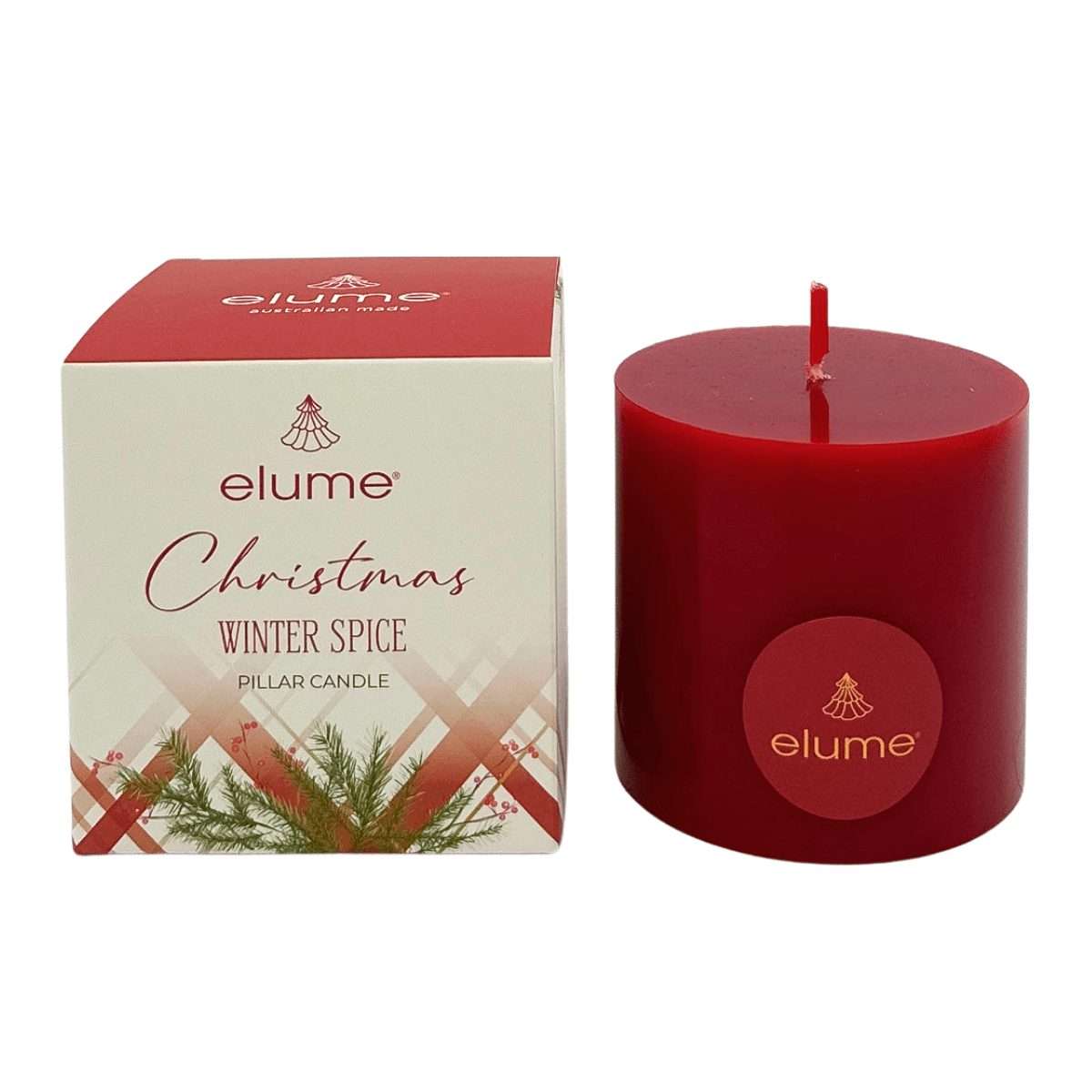 Elume Christmas Winter Spice Pillar Candle 3x3” - Pure Apotheca