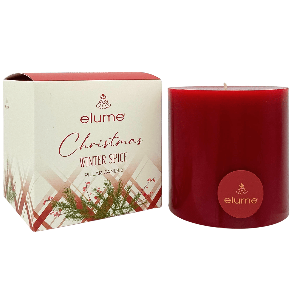 Elume Christmas Winter Spice Pillar Candle 4x4” - Pure Apotheca