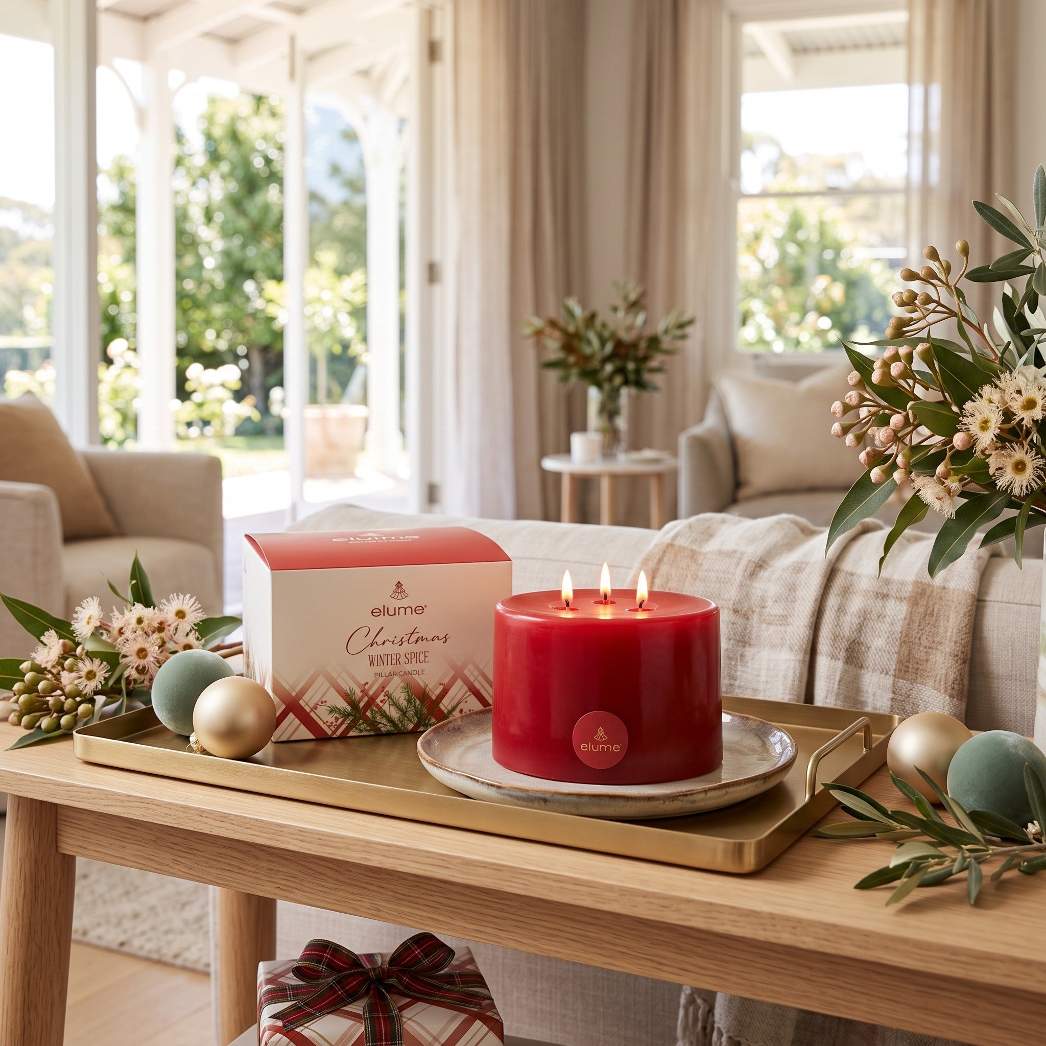 Elume Christmas Winter Spice Pillar Candle 6x4” - Pure Apotheca