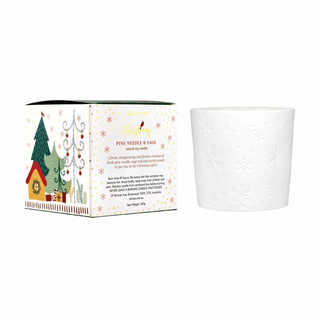 Elume Elegant Christmas Pine Needle & Sage Candle - Pure Apotheca