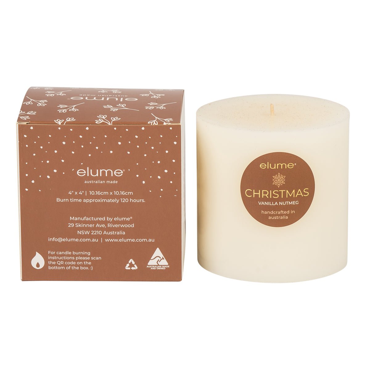 Elume Pillar Candle Vanilla Nutmeg 4x4” - Pure Apotheca
