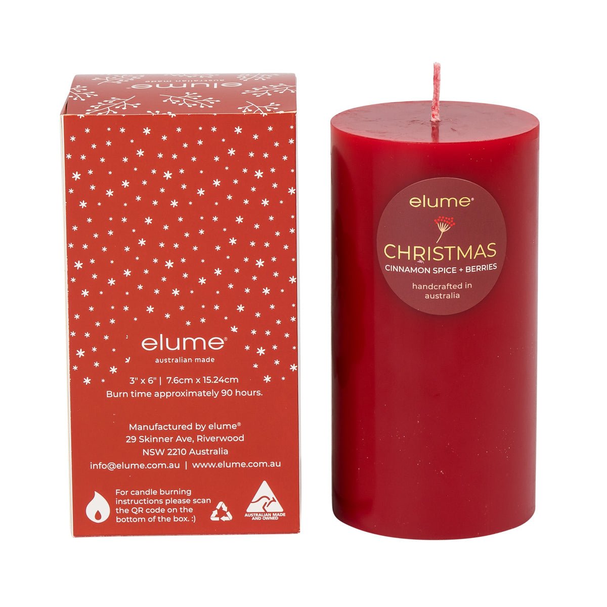 Elume Pillar Cinnamon Spice & Berries 3x6” - Pure Apotheca