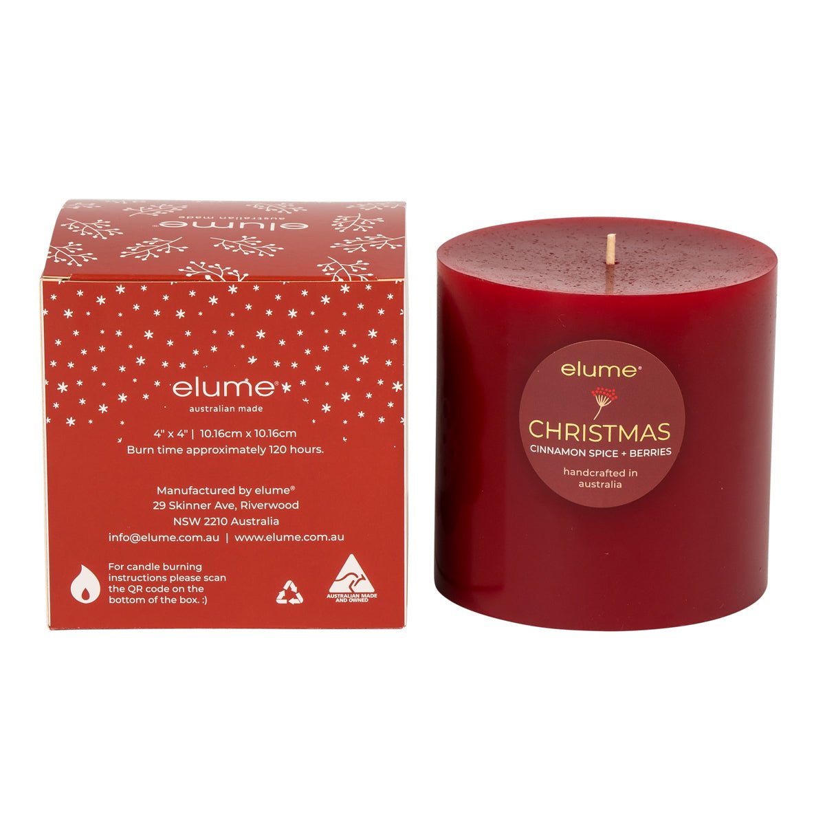 Elume Pillar Cinnamon Spice & Berries 4x4” - Pure Apotheca