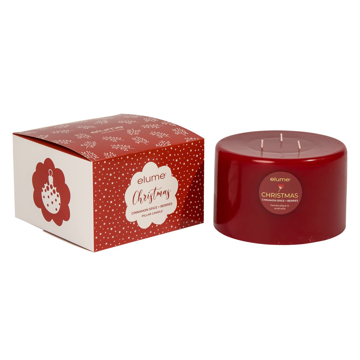 Elume Pillar Cinnamon Spice & Berries Large 3 Wick 6x4” - Pure Apotheca