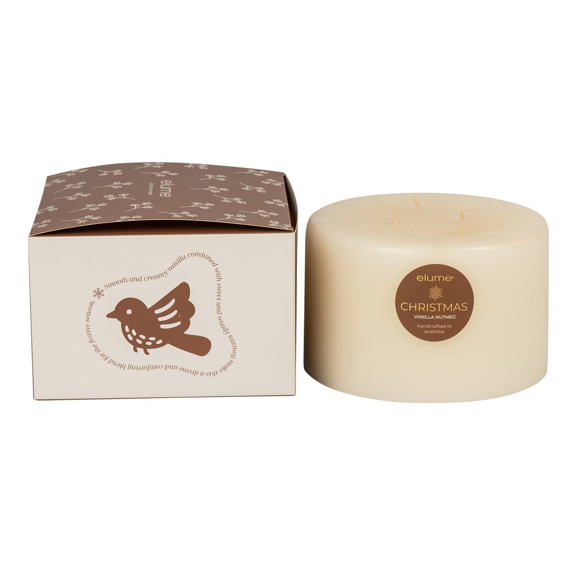 Elume Pillar Vanilla Nutmeg Large 3 Wick 6x4” - Pure Apotheca