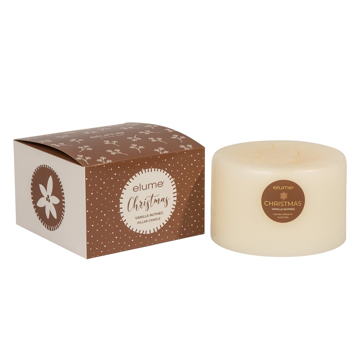Elume Pillar Vanilla Nutmeg Large 3 Wick 6x4” - Pure Apotheca