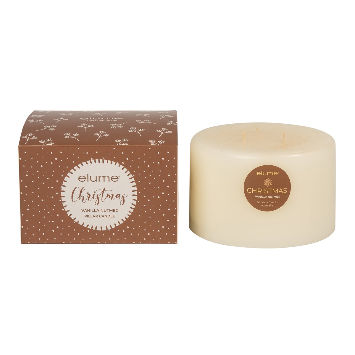 Elume Pillar Vanilla Nutmeg Large 3 Wick 6x4” - Pure Apotheca