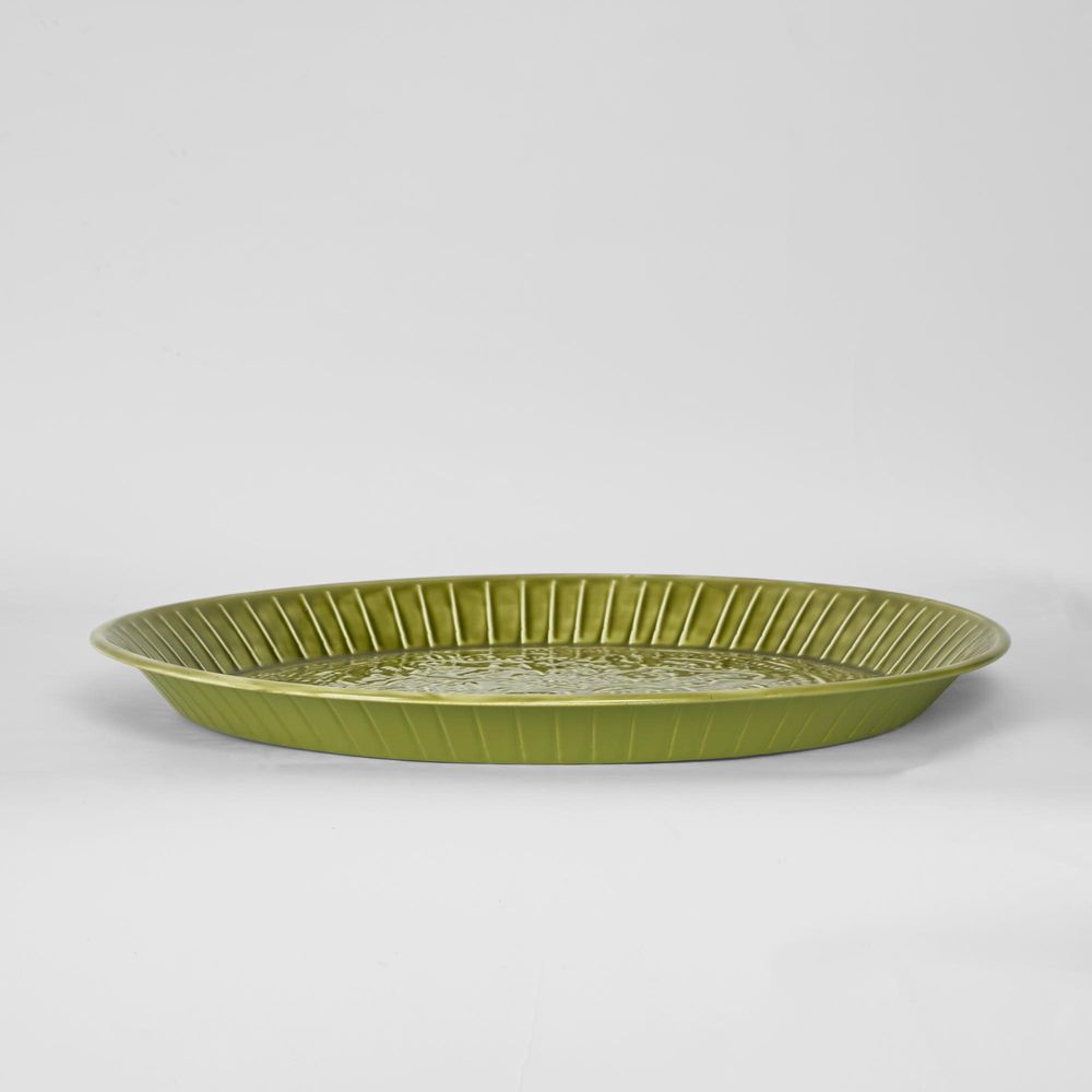 Embossed Enamel Round Tray Green - Pure Apotheca